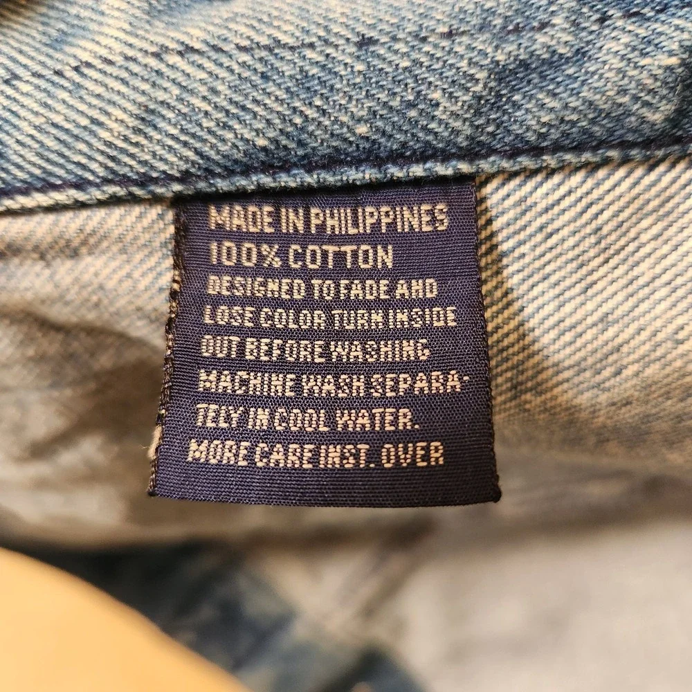 VTG 90s Calvin Klein Denim Trucker Jacket Large L MN C1201 Distressed Acid Wash